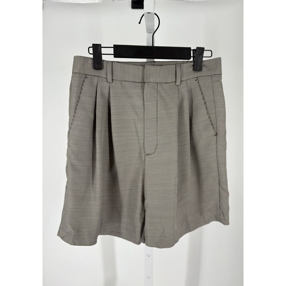 Anine Bing Tailored Pleated Shorts | High-Waist Micro Check